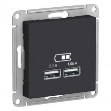 Розетка 2хUSB Systeme Electric AtlasDesign Type A+A карбон ATN001033