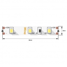 Светодиодная лента SWG 4,8W/m 60LED/m 2835SMD холодный белый 5M 007261